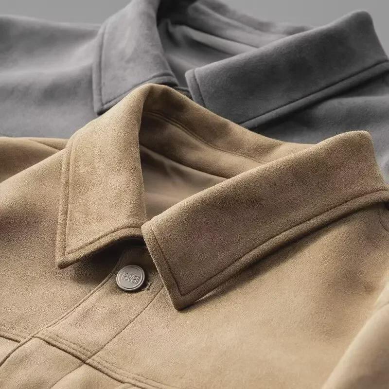 2024 Men's High-Quality Suede Lapel Jacket – Comfortable, Loose, Casual Workwear for Autumn