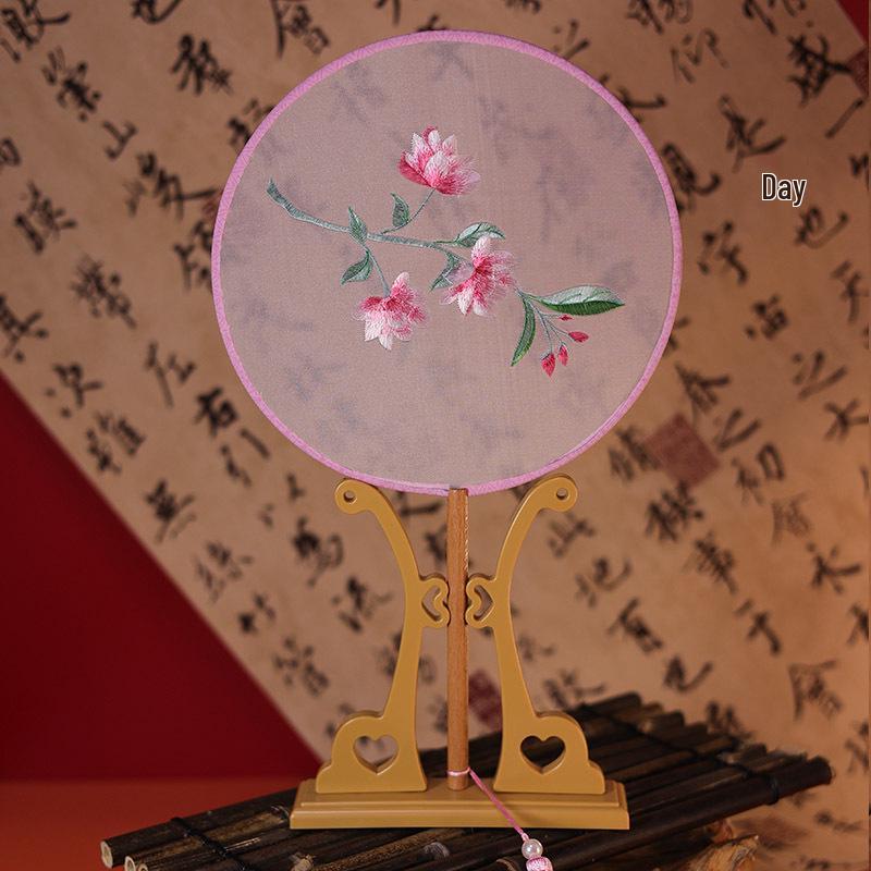 Classical Hanfu Round Embroidered Fan for Dance and Cheongsam