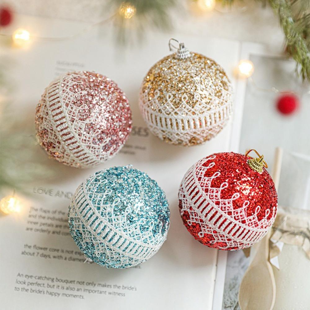 New 8CM Christmas Ball Pendant Creative Plastic Xmas Tree Decor Gifts Shatterproof Hanging Ball Ornament Party Decor