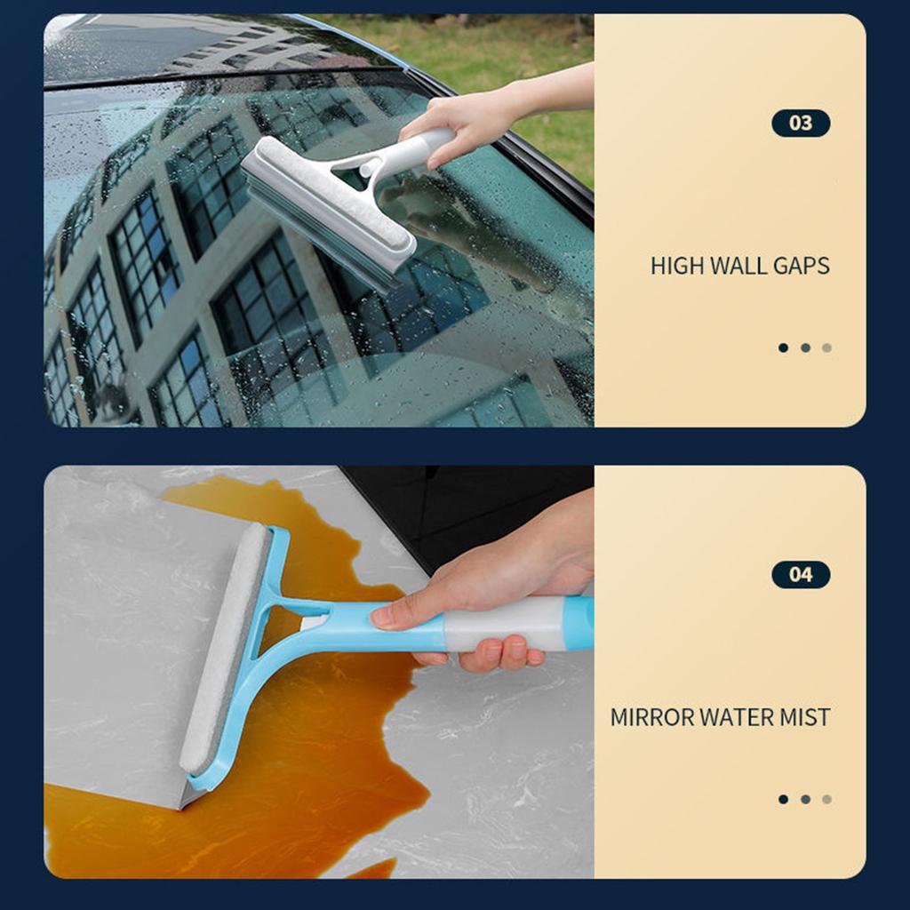 A Tool For Cleaning Glass, Of Double-sided Brushing And Scraping, With A Spray Bottle And Three In One Glass Scraper