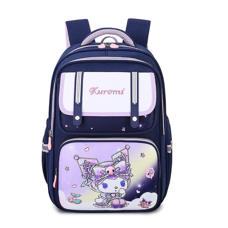 Adorable Cartoon Backpack For Kids Large Capacity Lightweight Nylon School Bag синий