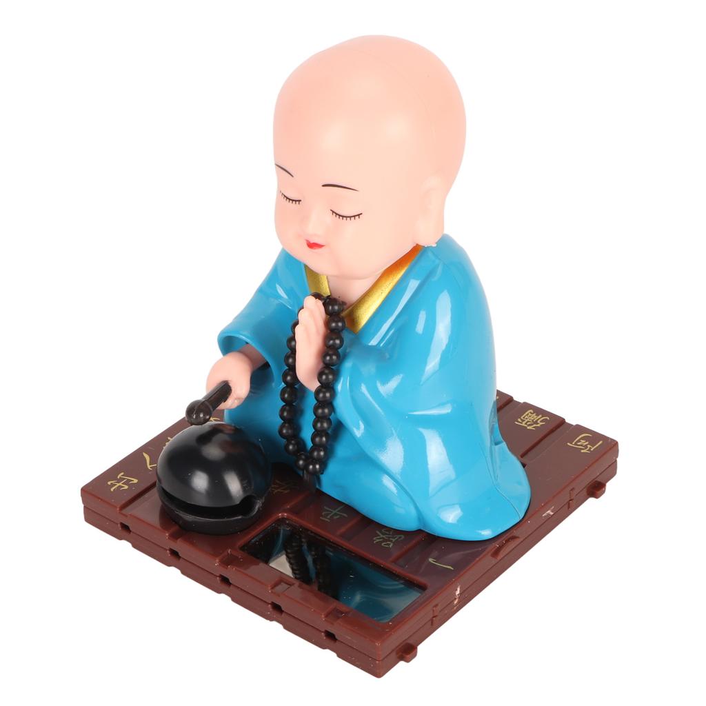 Little Buddhist Monk Ornament Solar Powered Cute Monk Decorative Ornaments for Car Desktop Living Room
