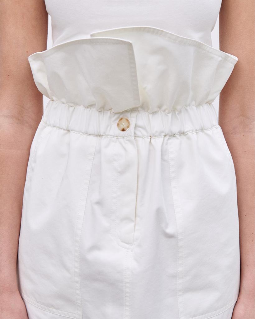 Eonmyuteu Curved Drapery Midi Skirt (White)