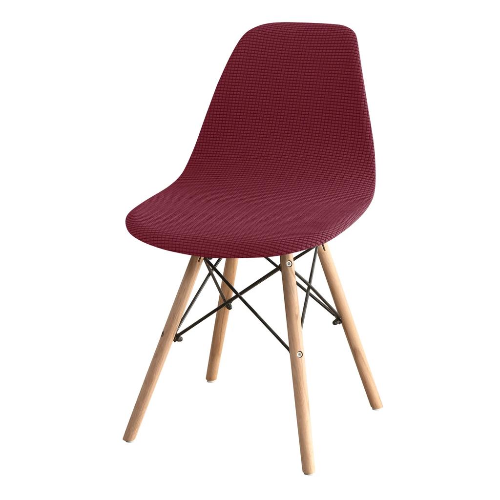 1PC Polar Fleece Shell Chair Cover Solid Color Jacquard Dining Chair Slipcover Stretch Anti-dust Seat Cover for Living Room Home