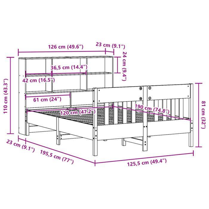 VidaXL Bed Frames Without Mattress Wax Brown 120x190cm Solid Pine Wood, Bed, Bedroom Furniture, Wooden Bed, Bed 3323241
