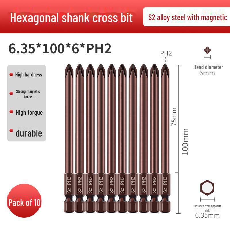 Qingwei S2 Magnetická wolframová ocelová šestihranná křížová elektrická šroubováková hlava