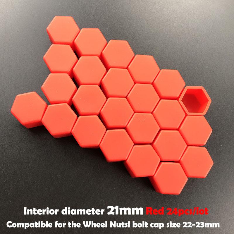 24pcs/package 17/19/21mm Silicone Hexagonal Socket Car Wheel Hub Screw Cover Nut Caps Bolt Rims Exterior Decoration Protection