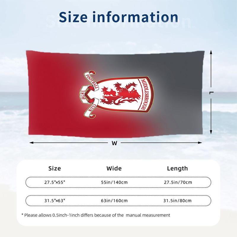 Middlesbrough FC potisk Rychleschnoucí plážová osuška Mikrovlákno Absorpční Přenosná cestovní osuška na plavání