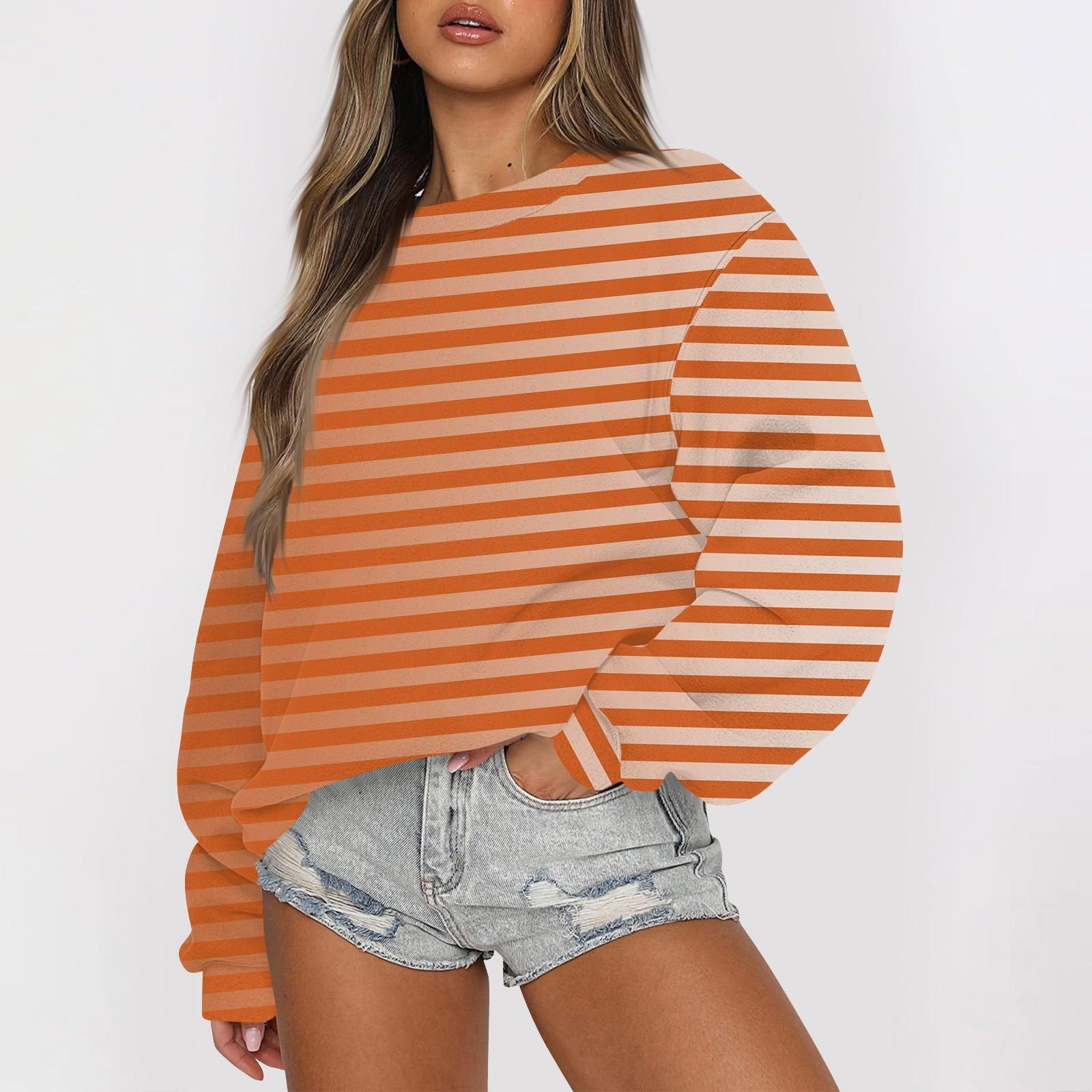 

Женские осенне-зимние топы, женская толстовка с длинными рукавами, повседневные флисовые топы с круглым вырезом, свободный крой, половер L оранжевый