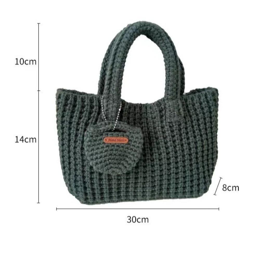 Fashion Solid Color Handwoven Bag Elegant Handmade Crochet Handbag Large Capacity Vintage Woven Bag Women Use