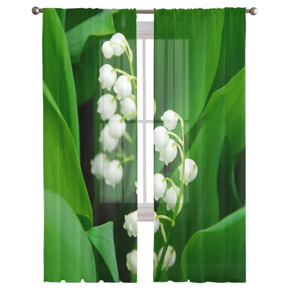 Moderne Tüllvorhänge mit Pflanzenblume für Wohnzimmer, Schlafzimmer, Zuhause, Küche, Fenster, transparente Vorhänge