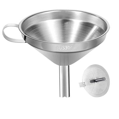 304 Edelstahl Küchen Trichter Premium Metall Kochtrichter mit Sieben Filter zum Umfüllen von Flüssigkeit Trockenöl Werkzeugen