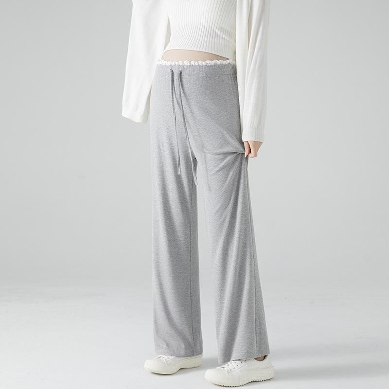 Maternity Knit Wide-Leg Spring Pants - 2026 New Style, Thin, Drapey, Belly Support 2XL светло-серый