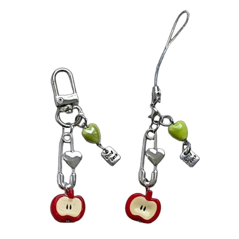 Handmade 3D Fruit Phone Charm Resin Beaded Keychain Fashion Bag Accessory Suitable for Phone and Schoolbag Bag and Key