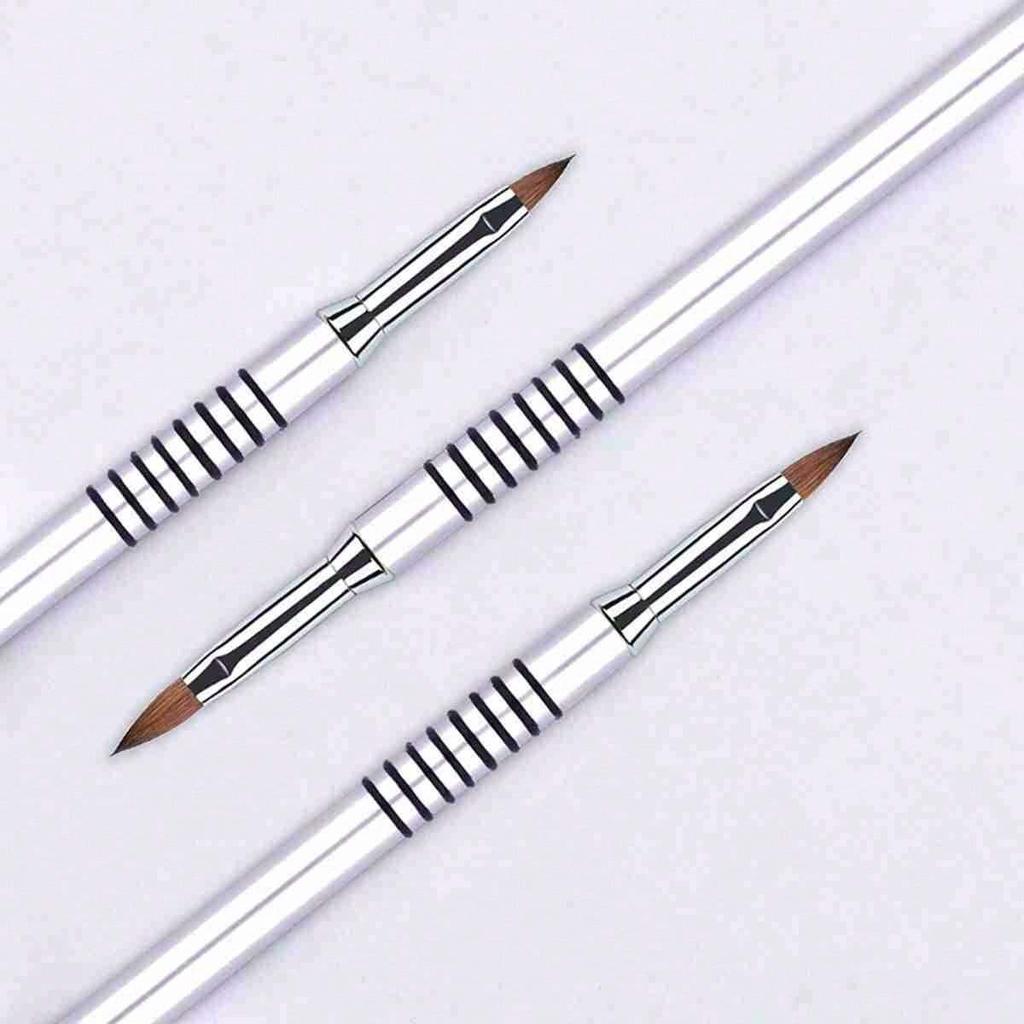 Metal Nail Art Brushes Silver 2, 4, 6 for 3D Carving Crystal Nail Design, Gel Nail Painting Tool