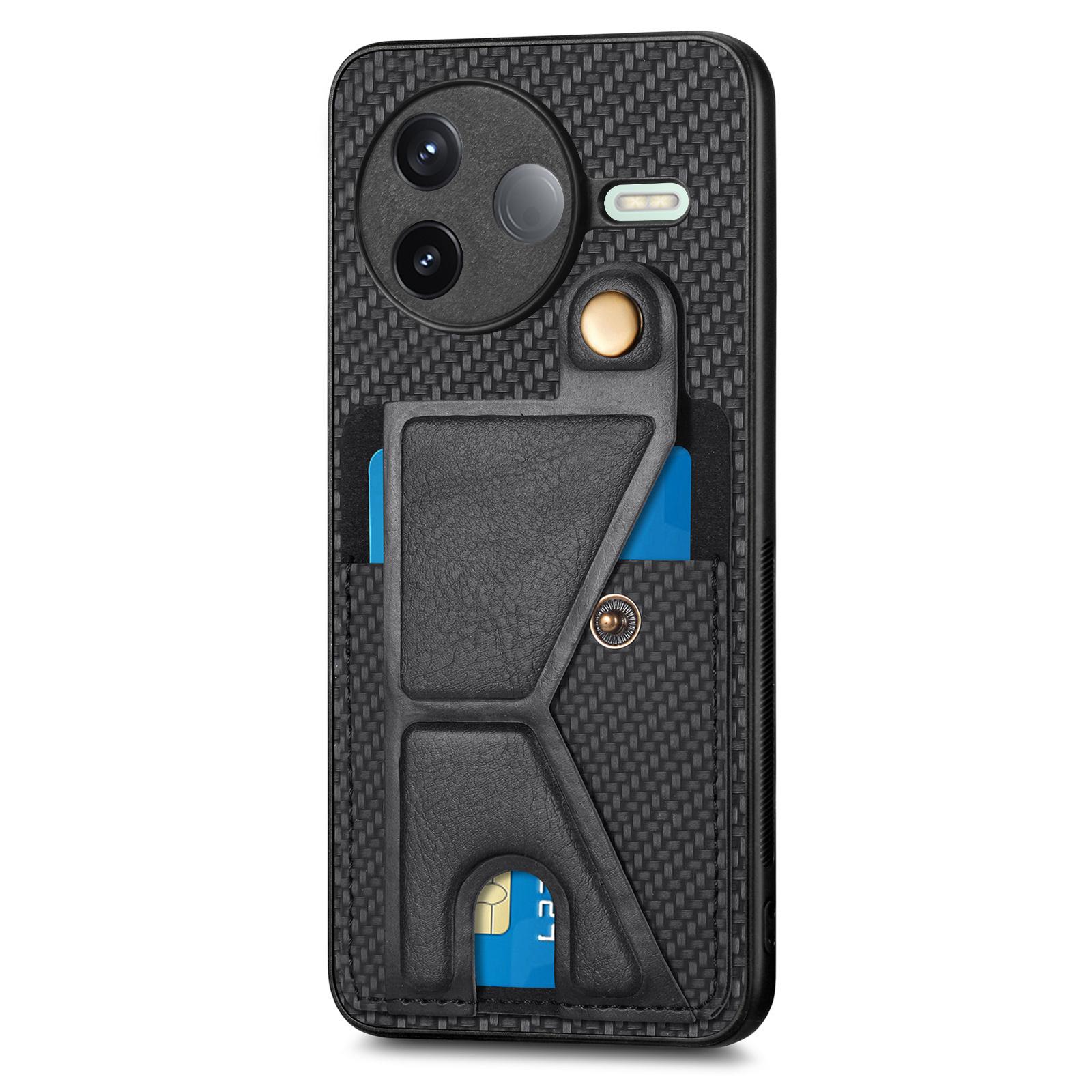 

Для Xiaomi Poco F7 Pro 5G/Xiaomi Redmi K80 5G Чехол с K-образной подставкой Кожаная задняя крышка для телефона Black