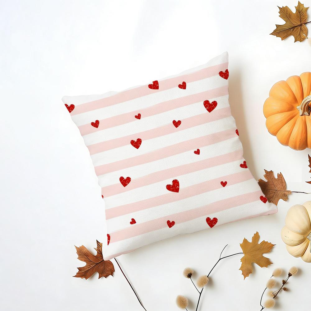 Casual Red Pink Fashion LOVE Style Cushion Cover Washable Linen Pillowcase Soft for Daily Sofa Bed Home Room Decor