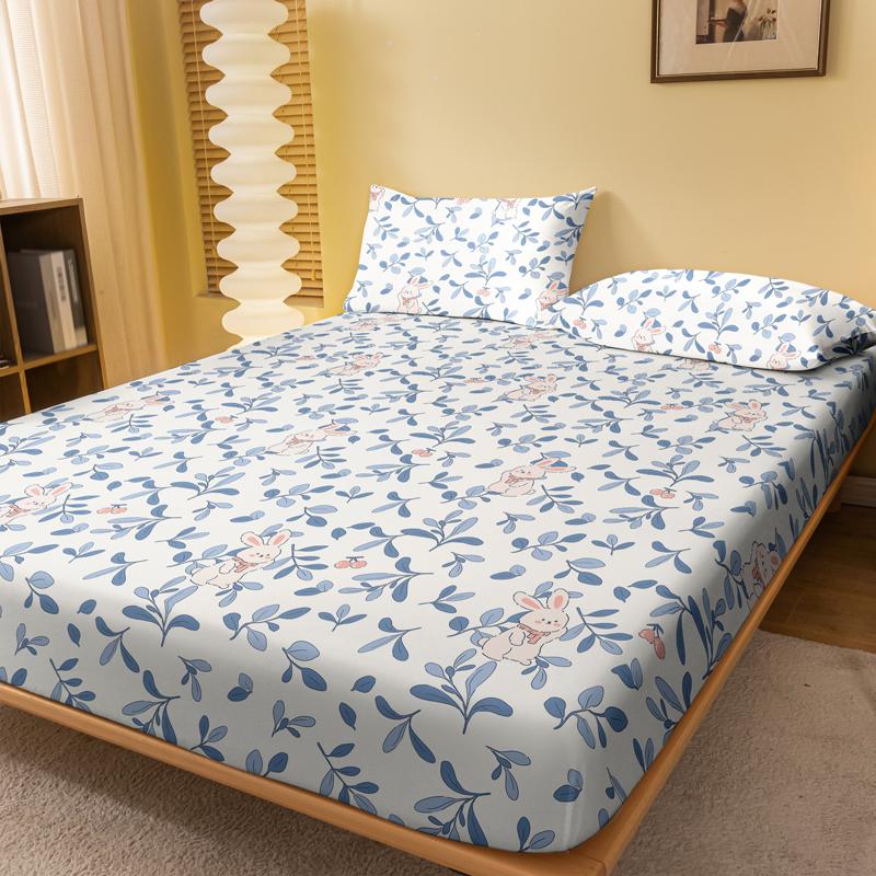 

1 мультяшная милая простыня с рисунком цветка растения кролика, матовая простыня на резинке, покрывало для кровати с принтом в спальню, постельное белье (Исключая наволочки) 90x200cm