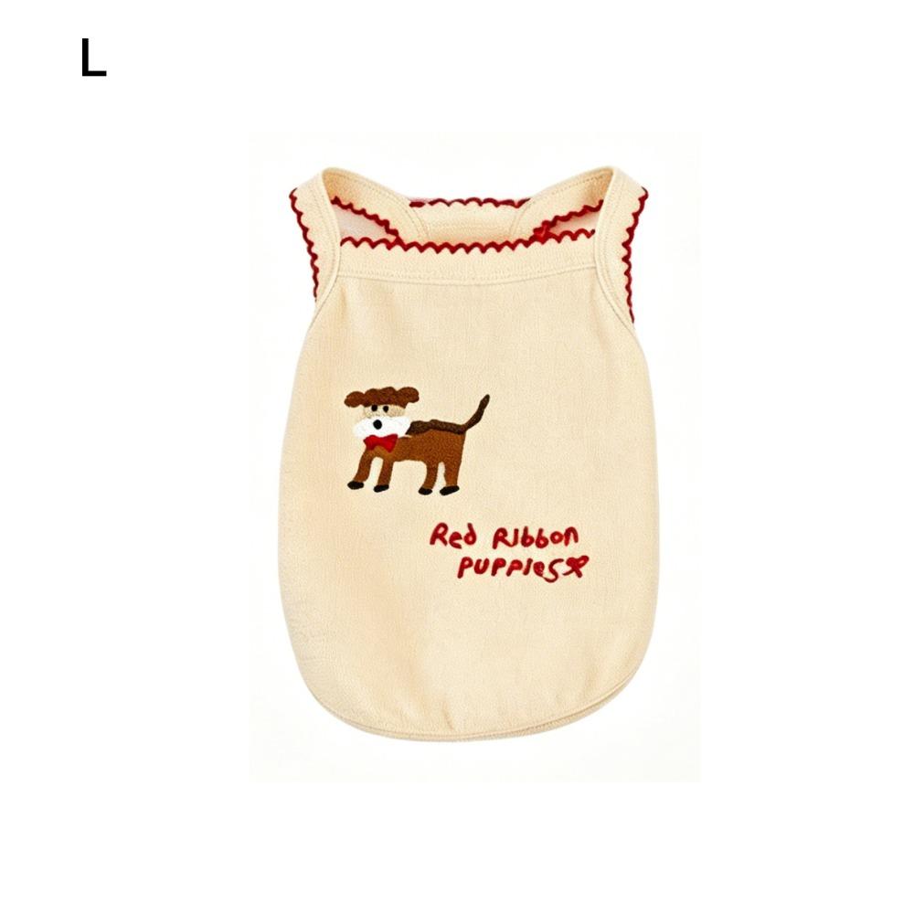 Cartoon Print Dog Vest Fashion Letter Cat Shirt Fashion Pet Dog Clothes New Arrivals Beige L
