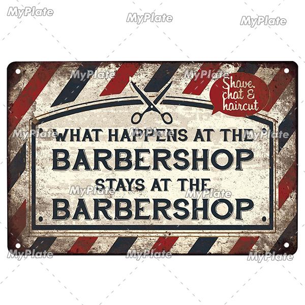 [MyPlate] BARBER BAR Metal Sign Vintage Plaque Tin Sign Plate Wall Decor For Bar Club Man Cave Art Painting Gift