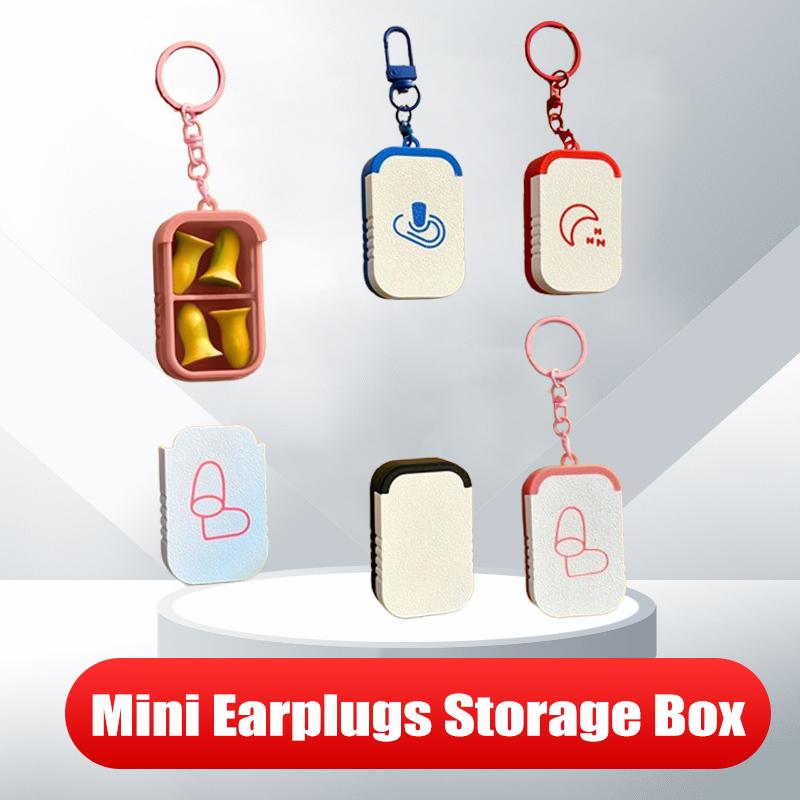 Mini Earplugs Storage Box With Keychain Portable Ear Plug Holder Container For Jewelry Vitamins Earring Pill Small Items Case