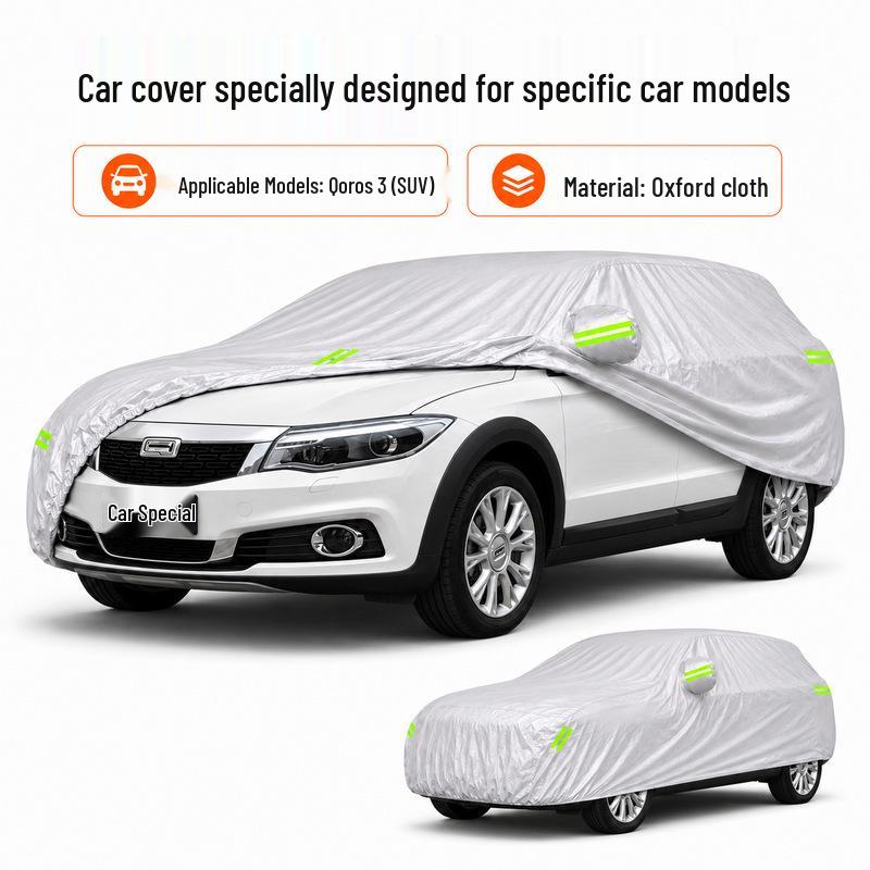 Qoros 3 Car Cover - Sun Protection, Waterproof, Heat Insulation, All-Season, Oxford Cloth