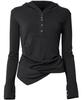 Asymmetrical Draped Hoodie (Fl-187_Black)