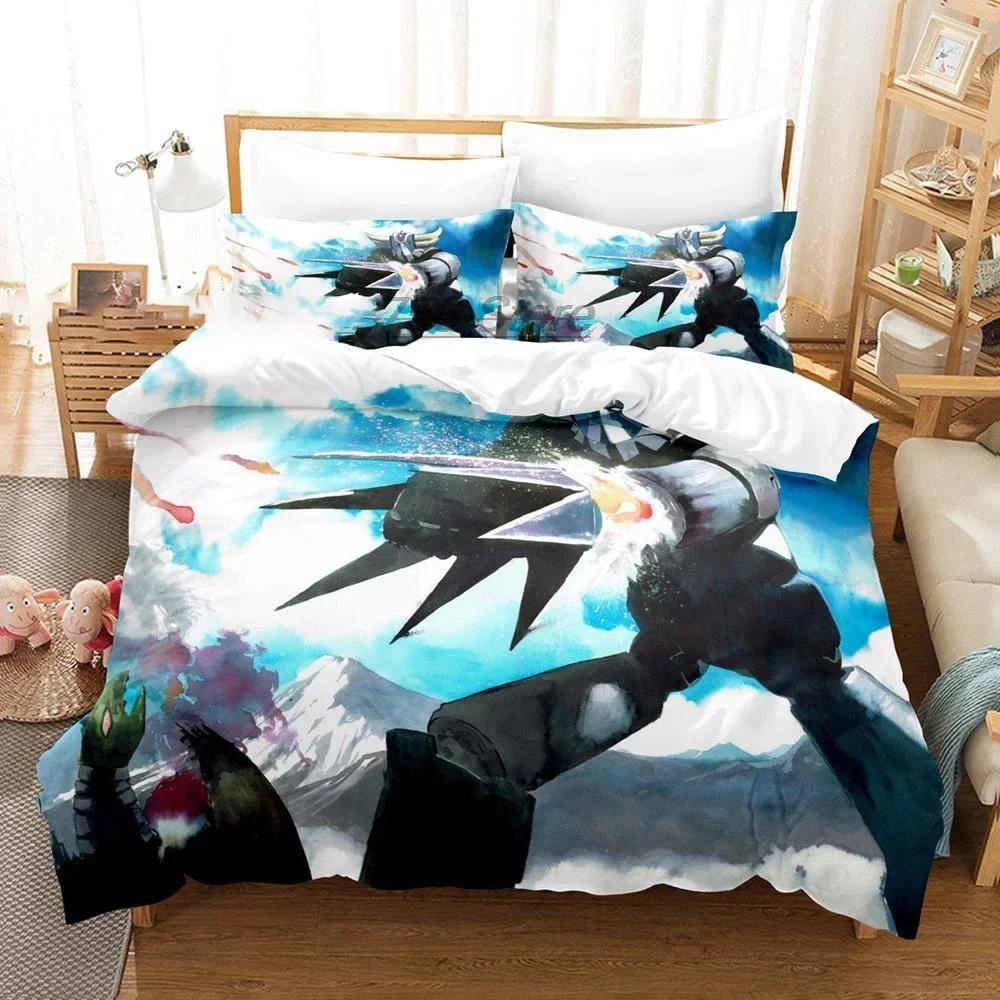 Cartoon Goldorak Grendizer Bedding Set Duvet Cover Bed Set Quilt Cover Pillowcase Comforter King Queen Size Boys Adult