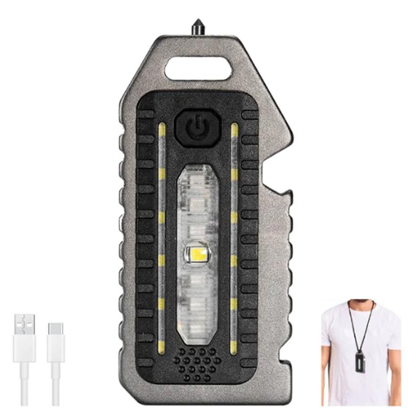 Mini Led Flashlight Multifunctional Portable Pocket Keychain Light Warning Safety Torch Bike Tail Lamp Outdoor Camping Lantern