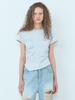 ETMON Curved Shirring T-Shirt Blue Gray