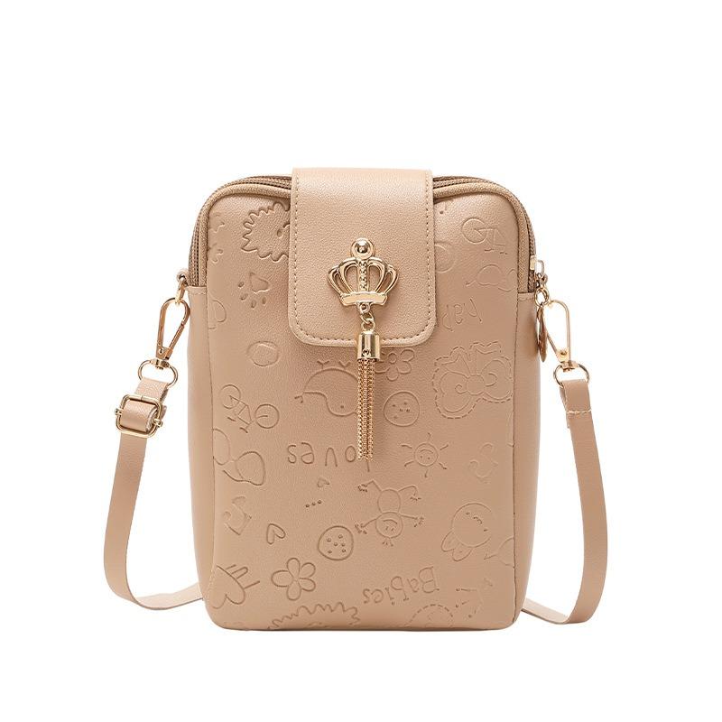 Fresh and Sweet Mobile Phone Bag G Bag Women's Casual Simple Embossed Messenger Bag