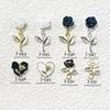 Trending Nail Art Alloy Camellia Pendant: Drip Oil Love, Black & White Rose, Color Edge Flower, Tassel Nail Diamond.