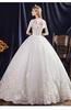 [Housaku Co., Ltd.] Wedding Dress, High Neck, French Sleeves, Long Length, Princess Line, Elegant, Premium Dress, Lace-up, Pure White, Bridal Dress (2