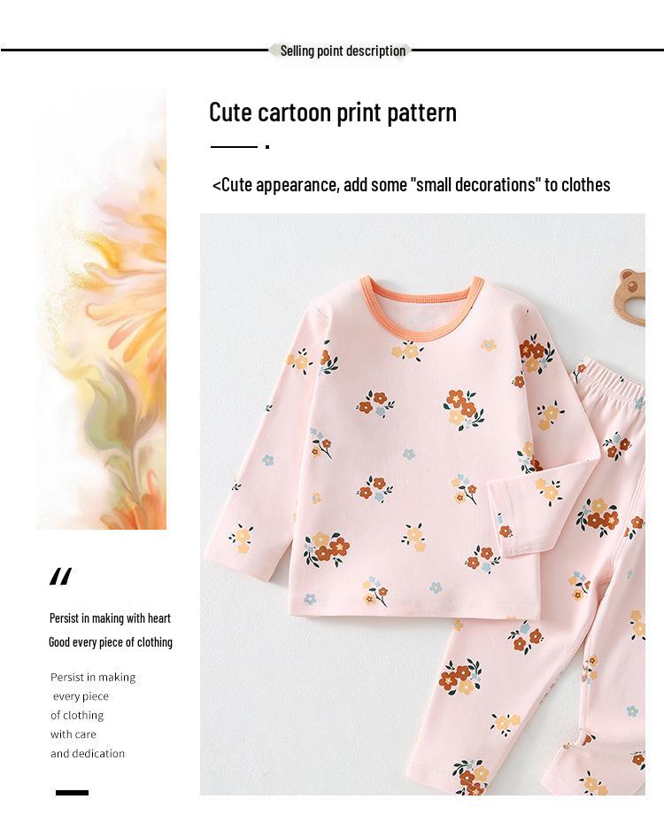 Girls' Floral Pajama Set - Autumn Korean Style Long Johns and Underwear