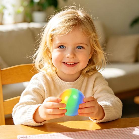 Rainbow Stress Ball Squeeze Toy Slow Rising Stress Relief Colorful Flour Ball Home Office Desk Toy Decompression Tool