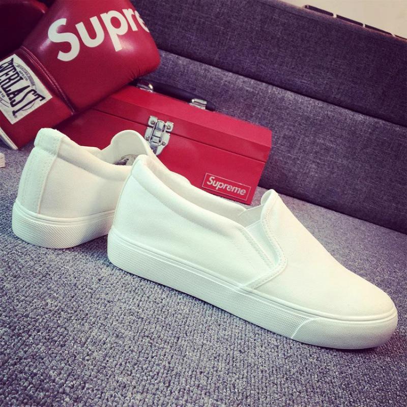 

Foot-fitting Korean version men s canvas shoes platform lazy shoes one-pedal fashionable height-increasing men s shoes Afan Ting 6001 39 белый