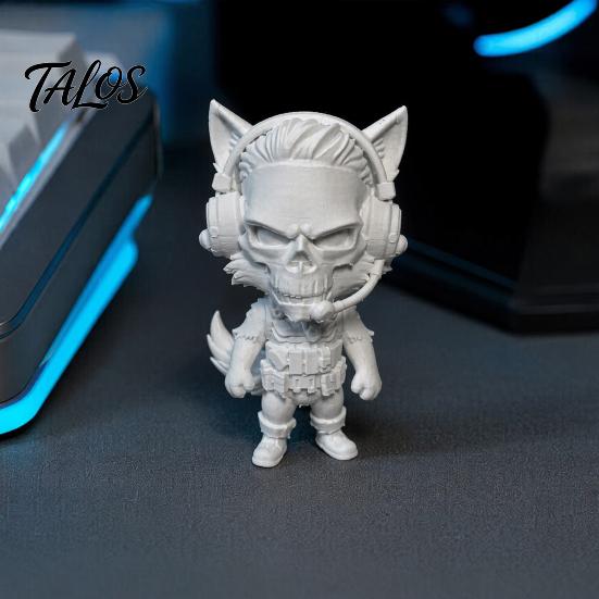 Gaming Room Table Decor 3D Printed Red Wolf Keychain, Force Action Figure Pendant, Game Character Collectible Key Ring Desktop Decorations with