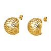 European and American retro design sense niche hollow diamond hemisphere stud earrings plated with 18k gold stainless steel waterproof earrings