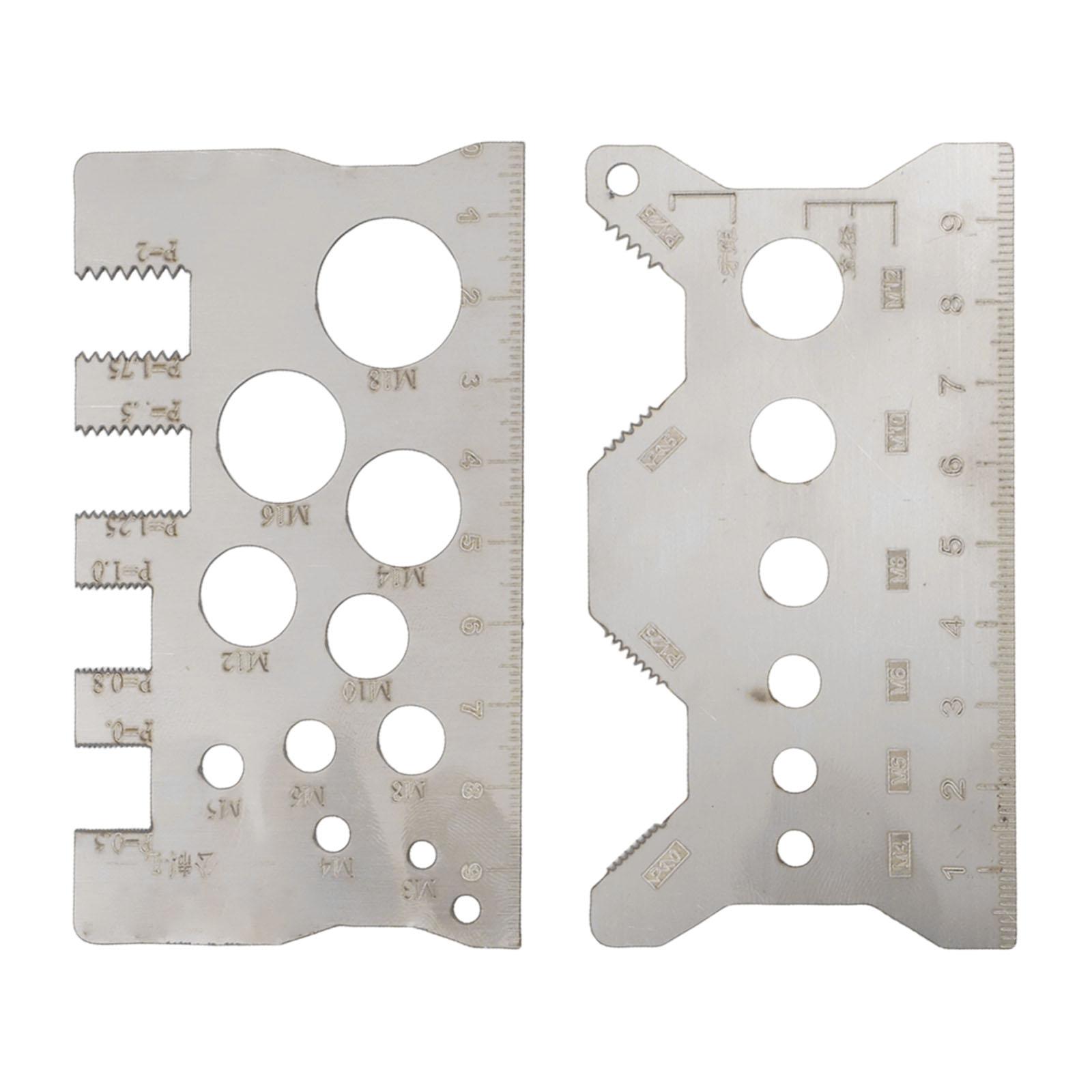 2PCS Screw Thread Pitch Gauge Ruler Measuring Bolt Nut Metric Stainless Steel Measuring Ruler Measuring Gauging Tools
