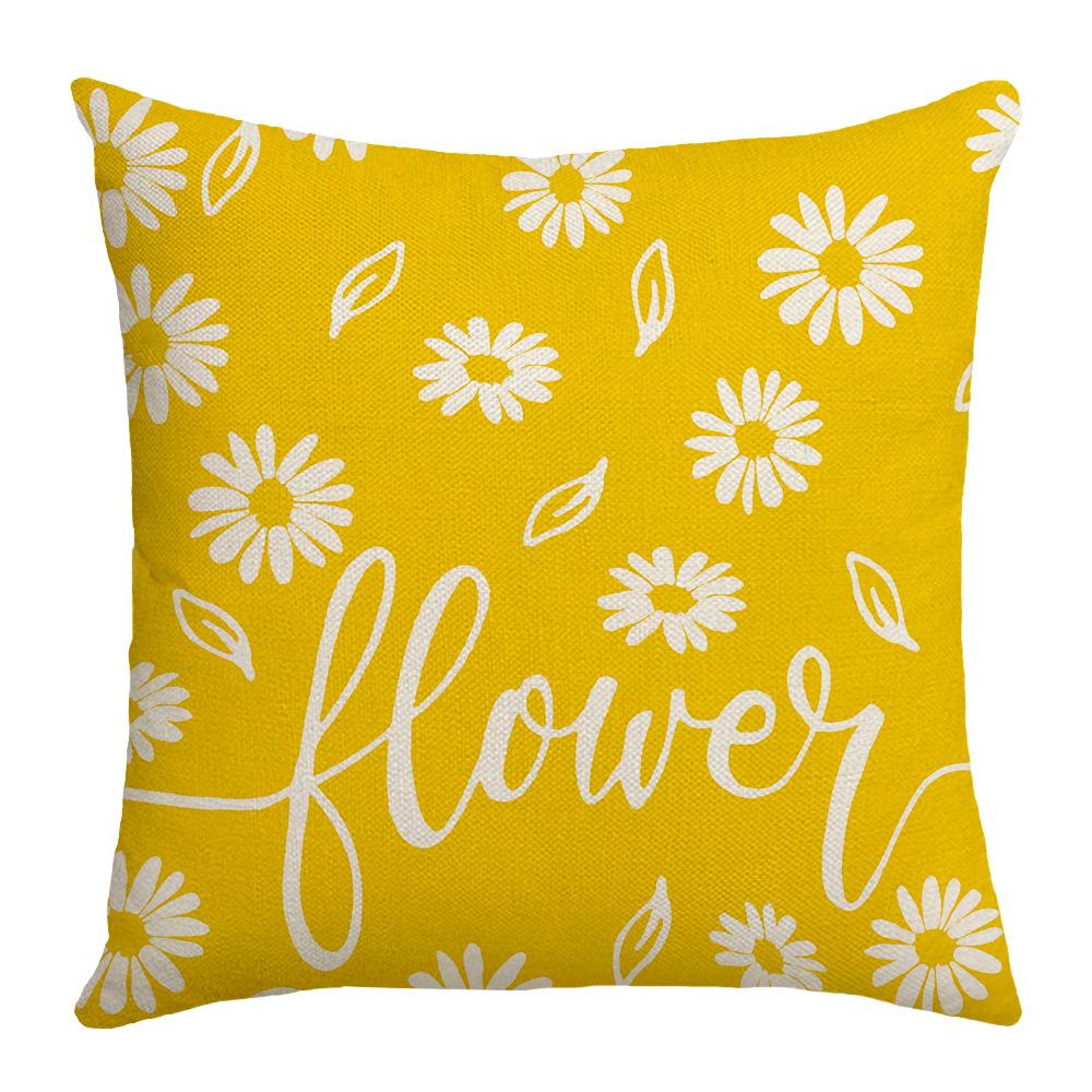 New Pillow Summer Yellow Daisy Home Sunshine Cushion Linen Pillow Case