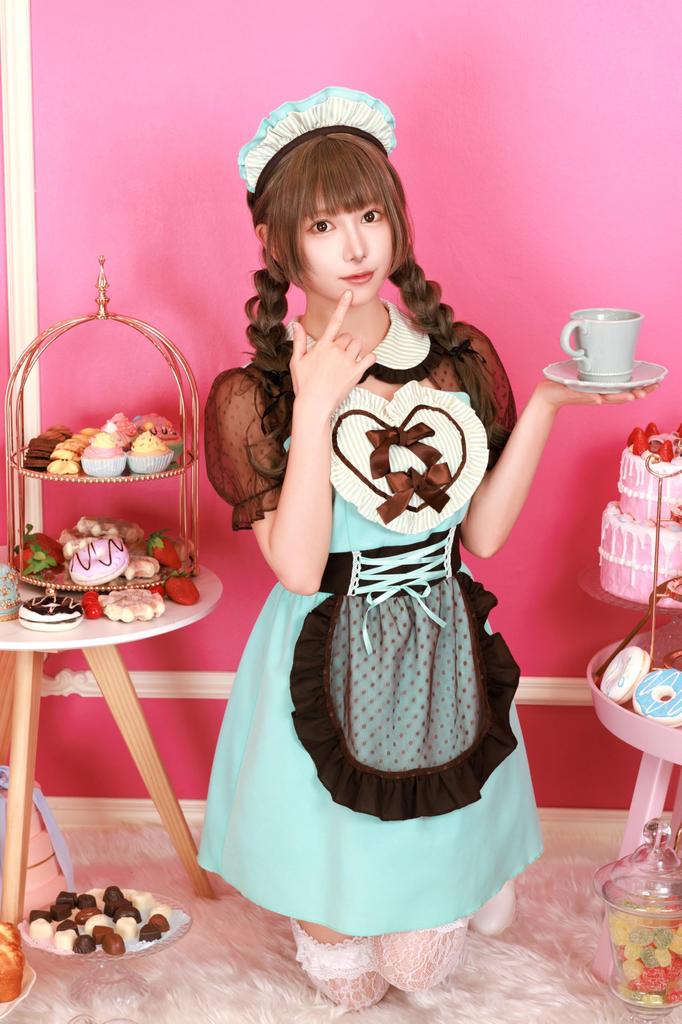 Clearstone Halloween Chocolate Mint Heart Maid Cosplay Green Costume,