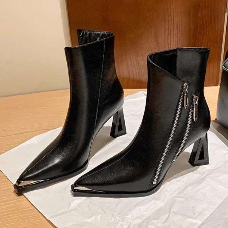 

Elegant Women High Heels Ankle Boots Chunky Fashion Goth Heeled Shoes Winter Woman Pumps Winter Chelsea Short Botas Mujer 39