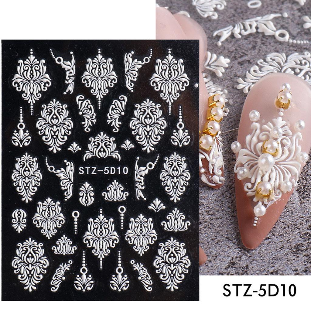 Self Adhesive Snowflake Pattern Nail Art Christmas Nail Stickers White Stickers For Nails Christmas Snowflake