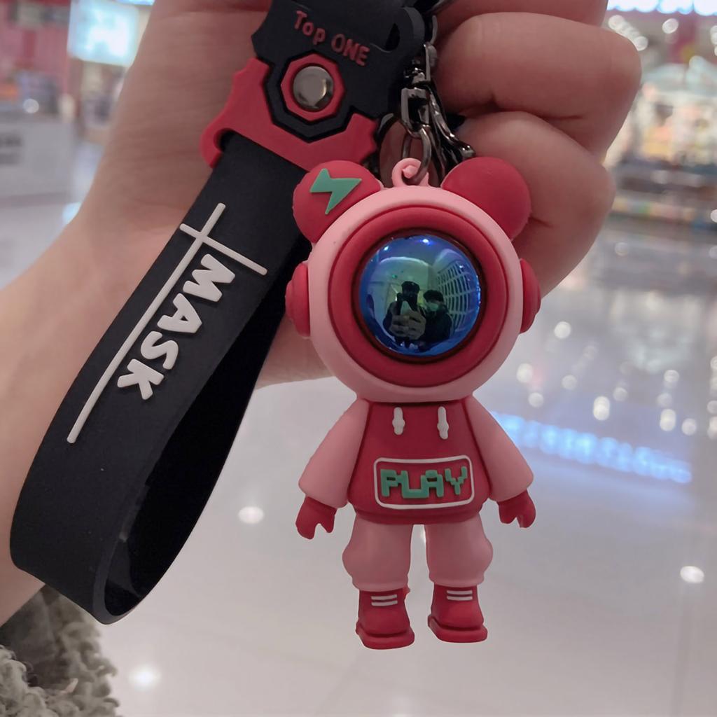 Keychain Pendant Cute Cartoon Keyring Environment Friendly Car Key Pendant Silicone Metal Keyring Pink