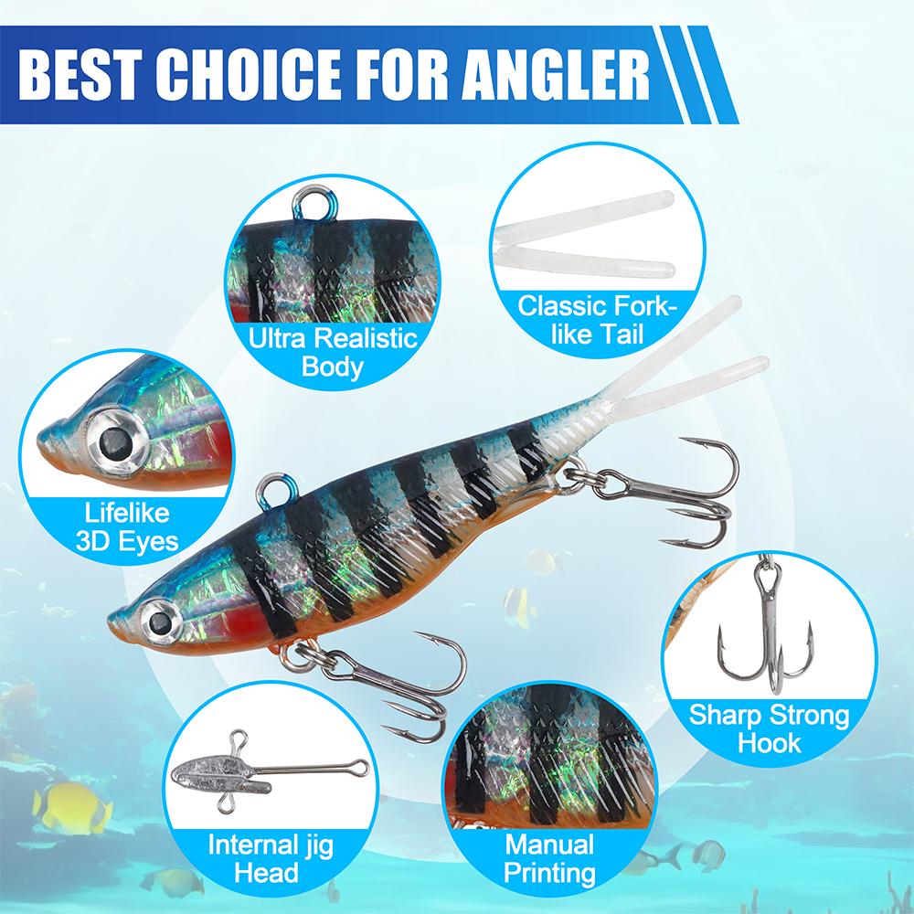 5Pcs/10Pcs Pre-Rigged Soft Fishing Lures Kit Jig Head Fork Tail Swimbaits for Bass Trout Crappie Saltwater Freshwater Fishing