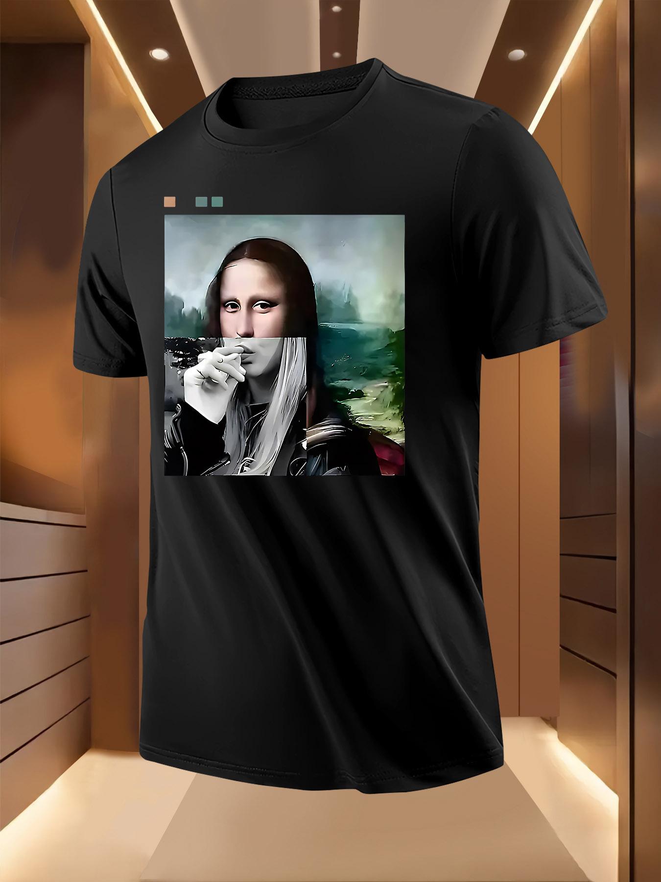 Mona Lisa Print Tshirt - Breathable Lightweight Polyester M
