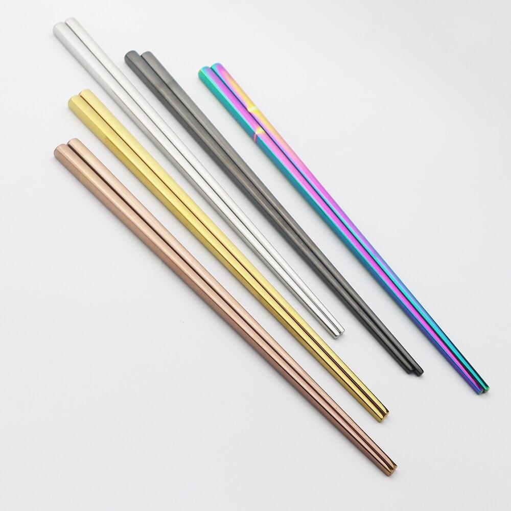 Yemek takımı 5 Çift Paslanmaz Çelik Çubuklarını Metal Suşi Sofra Gümüş Çin Yemeği Düğün Ev Festivali Malzemeleri