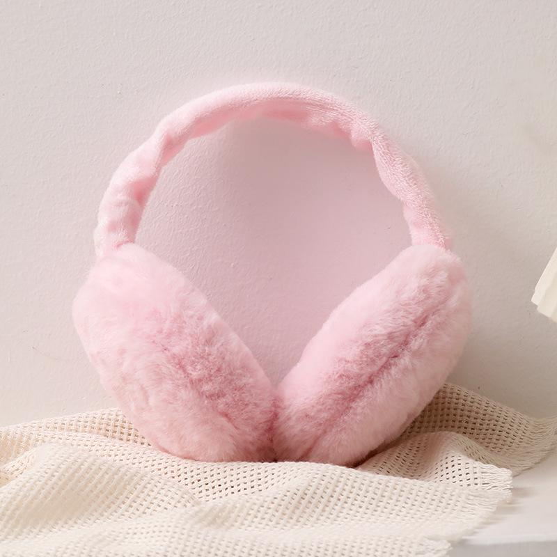 Foldable Plush Earmuffs: Cute, Solid Color, Warm, Cold-Proof for Men & Women.