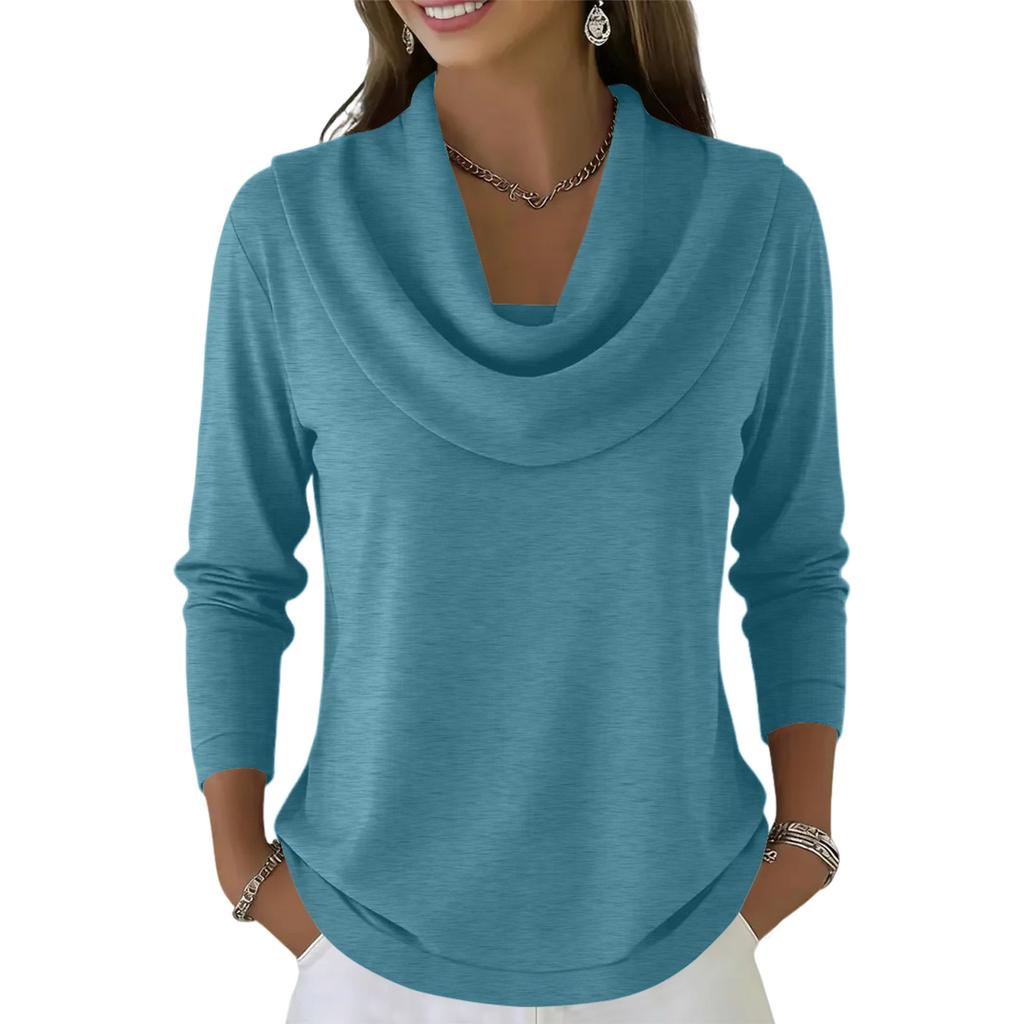 Women's Casual And Fashionable Round Neck Long Sleeved  Solid Color Top Sweater