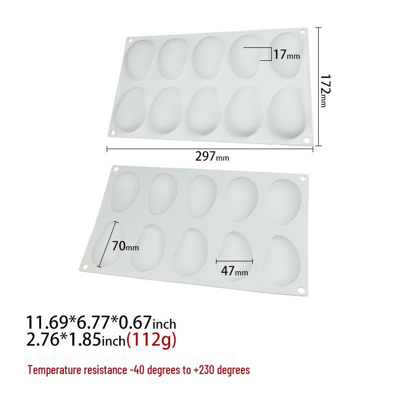 

Multi-Style Mango Silicone Mold Multiple Cavities for Fruit Mousse Cake – White, 3, 4, 6, or 10 Cavities 10-Cavity Small Mango (112g) білий